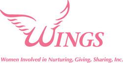 WINGS - Women Involved In Nurturing, Giving, Sharing Logo